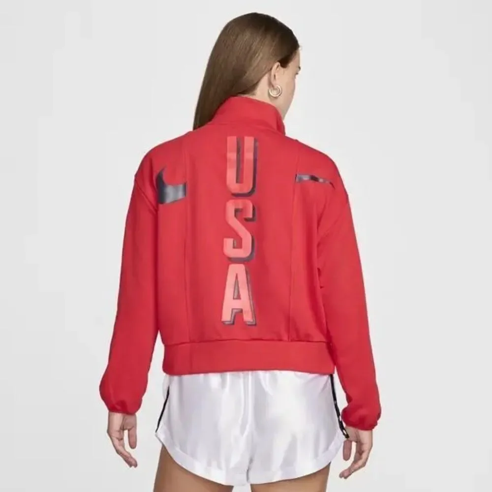 Nike USA Womens Basketball 2024 Olympic Village Red Fleece Sweatshirt Size Small